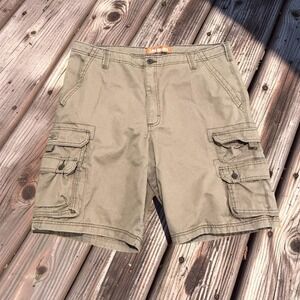 Lee Dungarees Mens Khaki Cargo Shorts Tan Cotton Multi Pocket Size 40 Z838